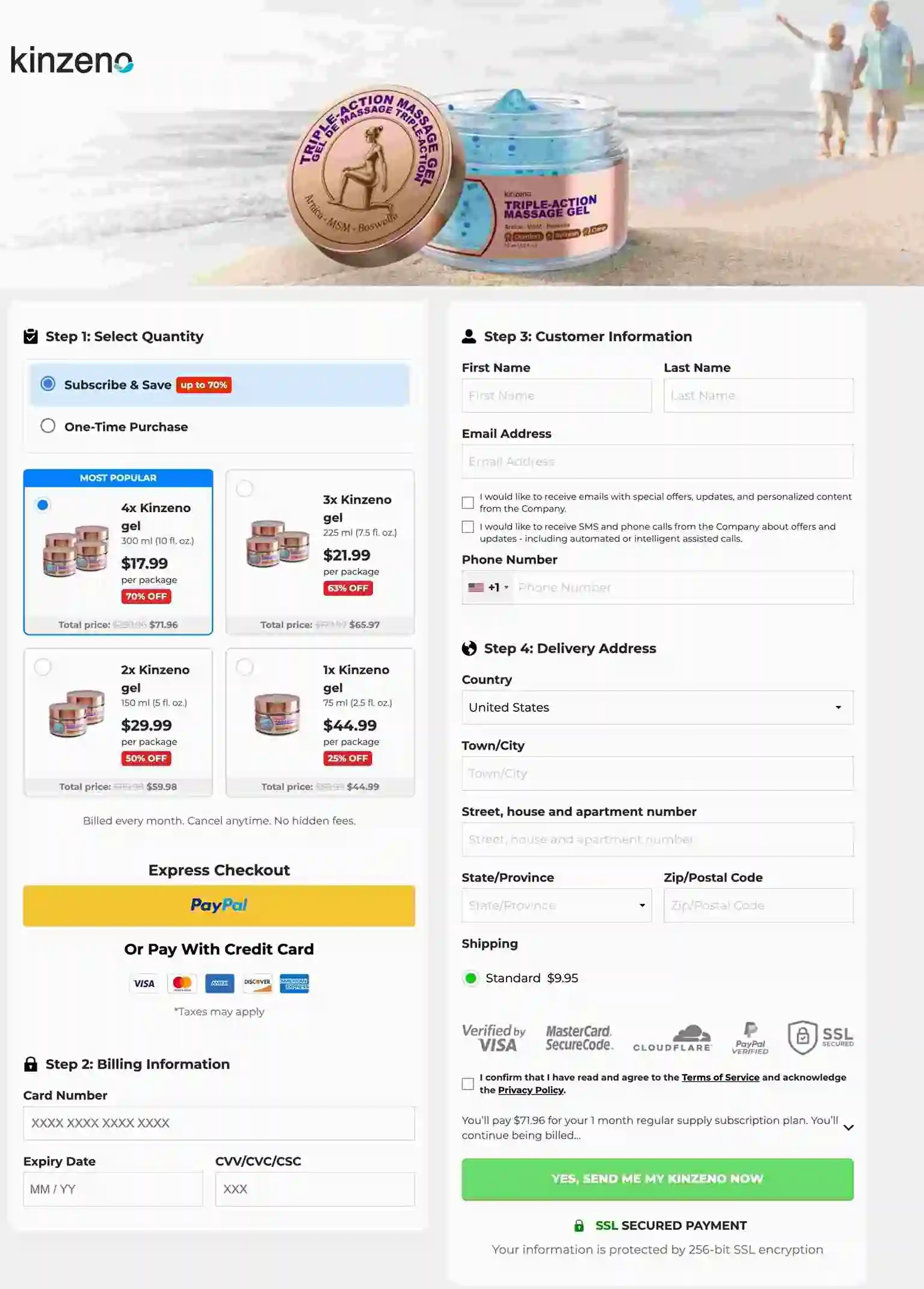 Kinzeno Secure Order Page — Checkout